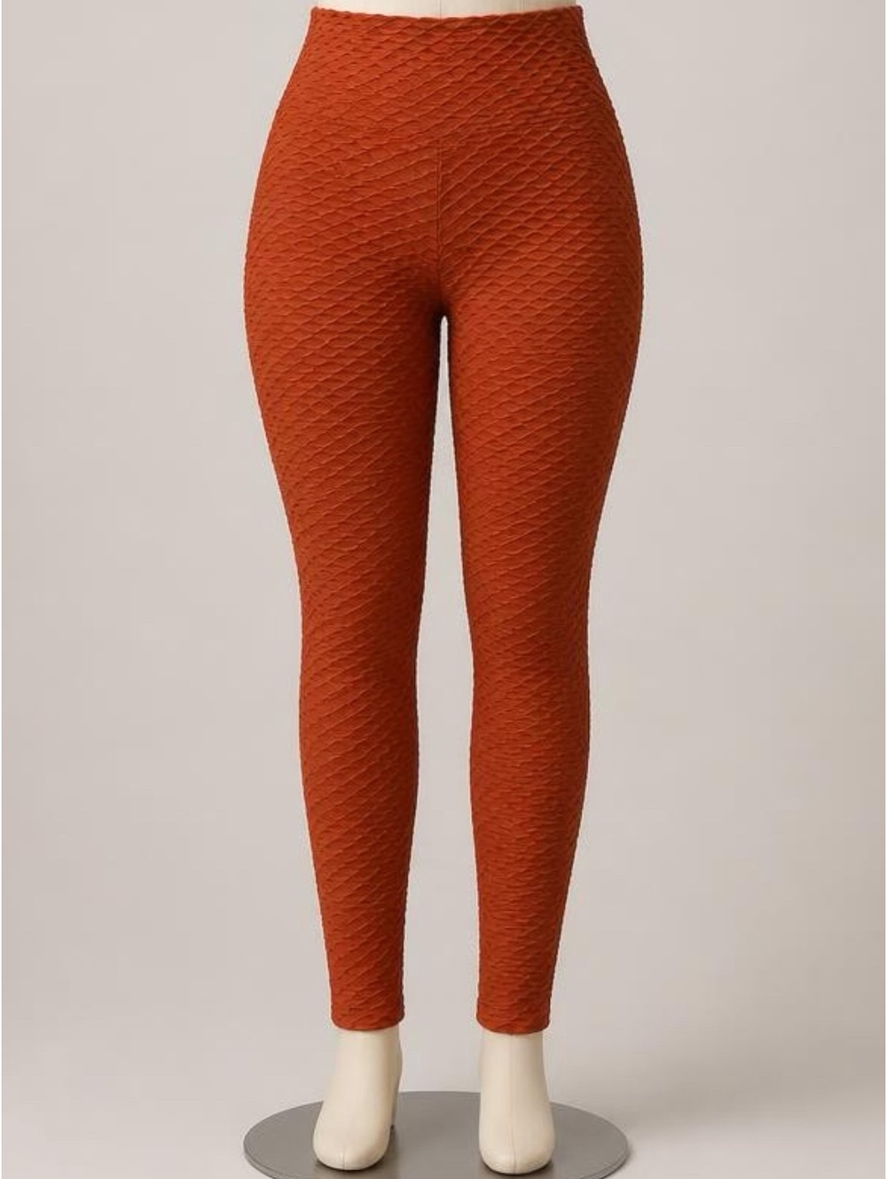 Booty by Brabants Women's High Waist Croco SkinTextured Rust Orange Leggings OS
